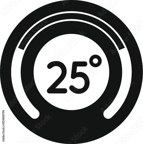 Thermostat icon displaying 25 degrees celsius for climate control