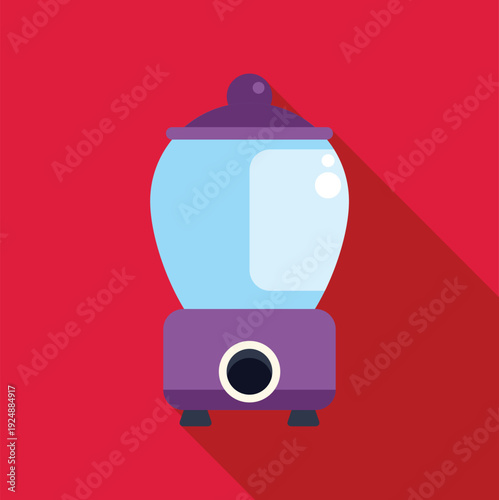 Purple and light blue kitchen blender illustration with a long shadow on a red background