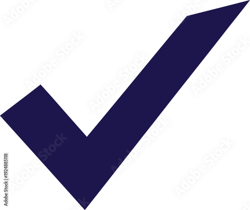 A large dark blue checkmark on a transparent background