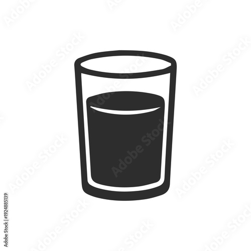 Simple Black And White Icon Of A Glass Filled With Liquid Drink