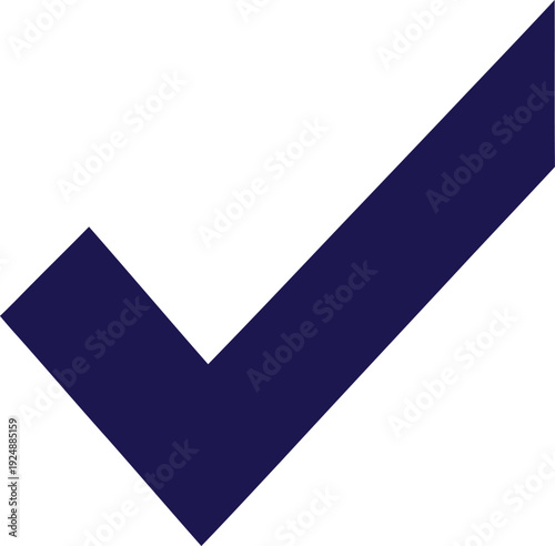 A large dark blue checkmark on a transparent background