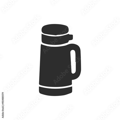 Minimalist Black Thermos Flask Icon For Travel And Outdoor Use