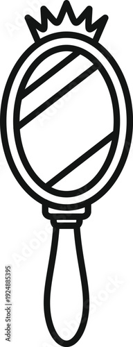 Handheld magic mirror icon representing beauty, reflection, and fairytale themes