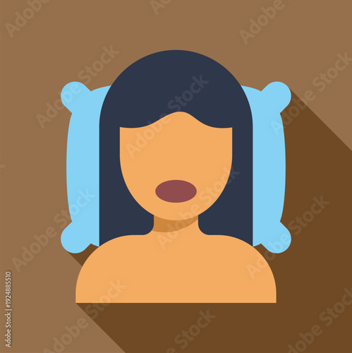 Woman feeling sleepy or having trouble sleeping while lying on a bed