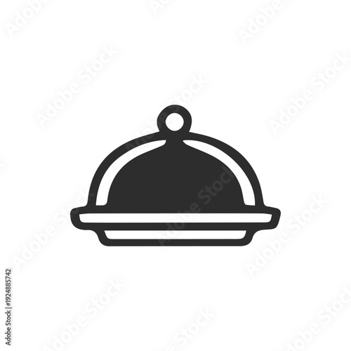 Simple Black Cloche Food Cover Icon for Restaurant Service Vector