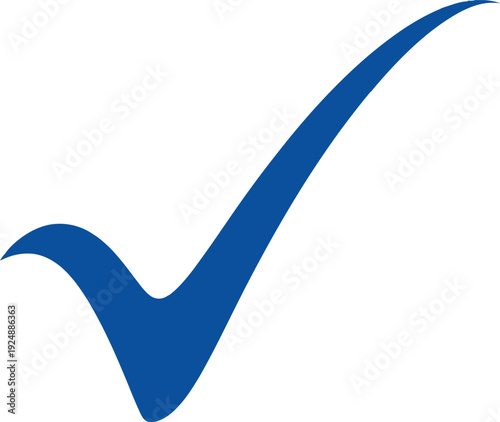 A blue checkmark on a transparent background