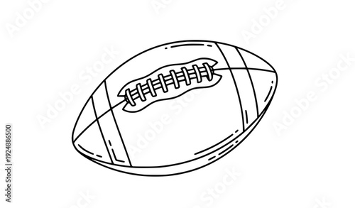 Minimalist Line Art Vector of American Football Ball Isolated on White Background
