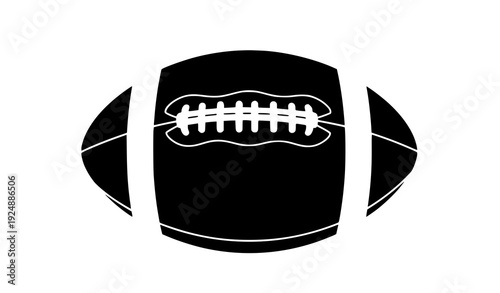 Flat Black Silhouette Vector of American Football Ball Isolated on White Background
