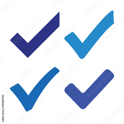 Four blue checkmarks on a transparent background