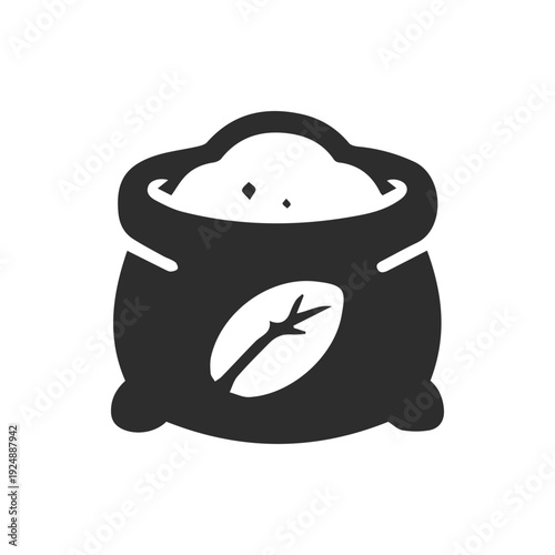 Minimalist Black Icon Of A Sack Filled With Fresh Coffee Beans