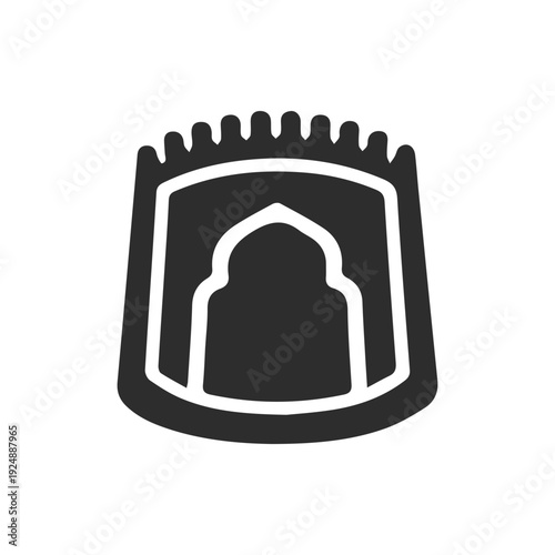 Minimalist Black Prayer Rug Icon for Islamic Worship and Ramadan