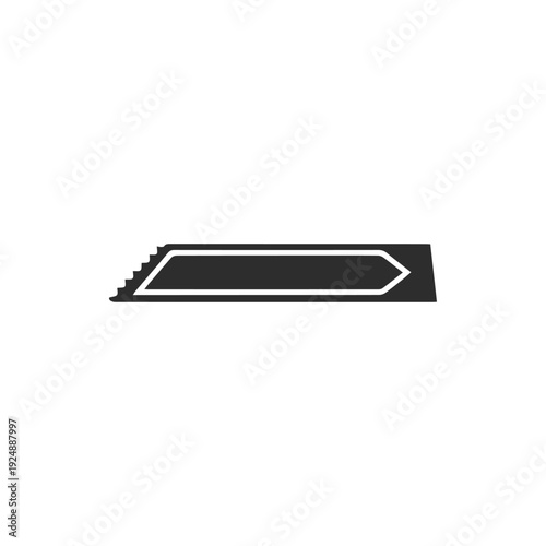 Serrated Edge Utility Knife Blade Minimalist Black and White Icon