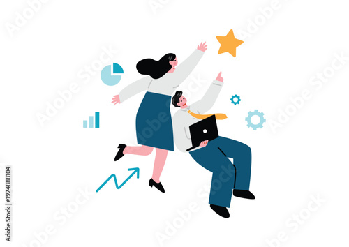 目標に向かうビジネスマン