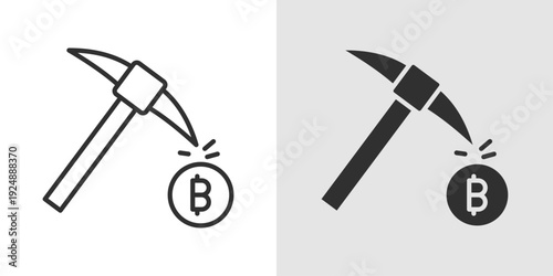 Crypto Mining Icon representing cryptocurrency mining, blockchain processing, and digital asset generation. Stroke, filled, and colored vector illustration.