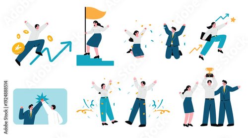 成功するビジネスマンのイラストセット