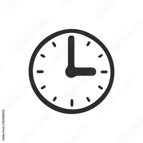 Simple Black And White Clock Icon Showing Three OClock A Timeless Symbol