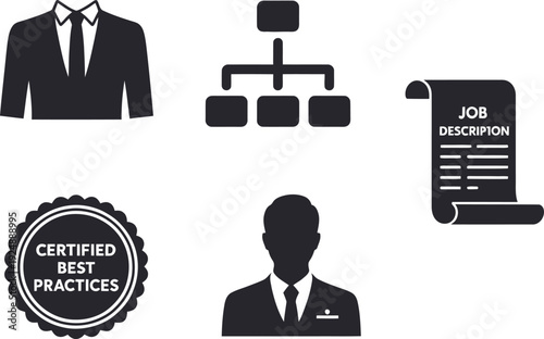 A professional man in business attire with certified best practices icons