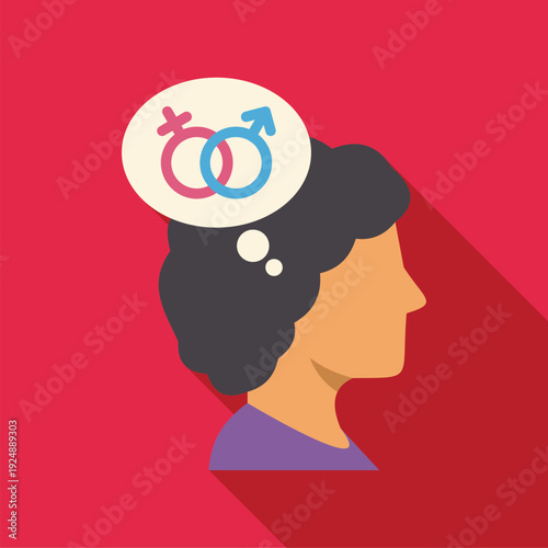 Person having thoughts about gender symbols, sexual identity and male female relationships