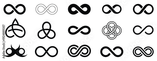Infinity Symbol Set on White Background, professional vector pack