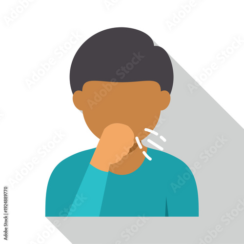 Person covering mouth while coughing, illustrating sickness concept