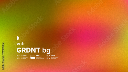 Abstract vector gradient background with cinematic grain texture and smooth color transitions. Green and red noise effect overlay for retro lo-fi aesthetic and modern design projects.