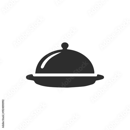 Elegant Black Cloche Icon for Fine Dining Restaurant Service Symbol