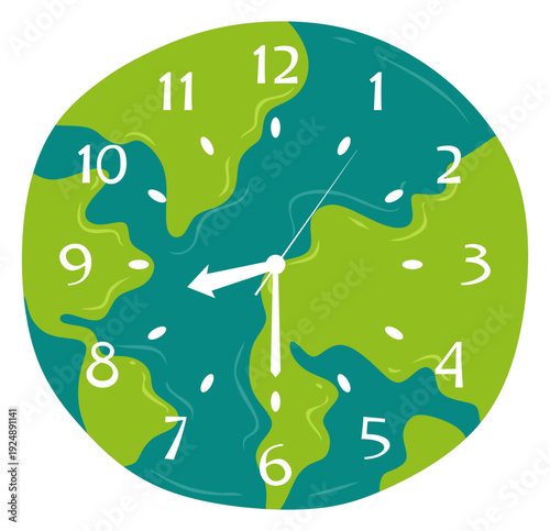 Clock Face With Earth Illustration