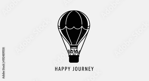 Happy Journey Hot Air Balloon Vector Illustration