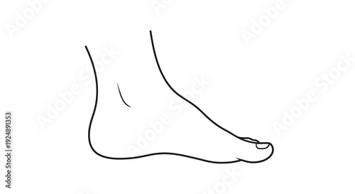 Human Foot Outline Drawing, Side View, Minimalist Line Art