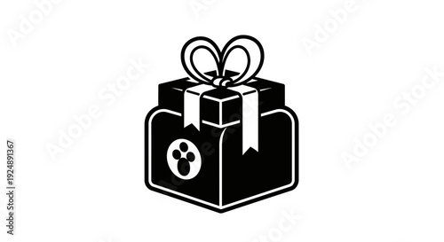 Gift Box with Paw Print Icon - Pet Present, Surprise Package, Animal Lover Surprise
