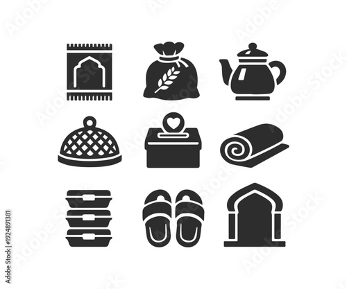 Essential Islamic And Ramadan Glyph Icons For Muslim Traditions