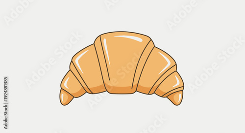 Golden Croissant Pastry Isolated on White Background, Delicious Baked French Breakfast Food