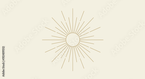 Golden Sunburst Graphic Element, Minimalist Starburst Rays, Abstract Celestial Icon