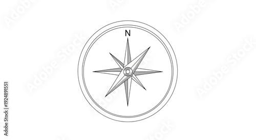 Compass Rose Illustration - Navigation, Direction, and Exploration Symbol
