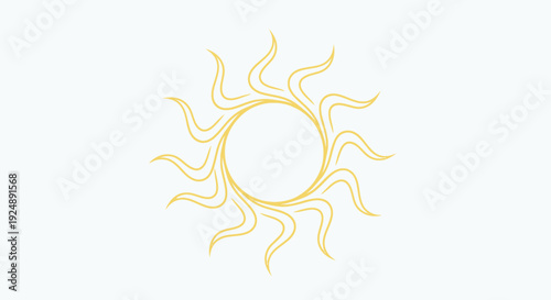 Golden Sunburst Icon, Stylized Solar Flare Emblem, Abstract Radiant Energy Symbol