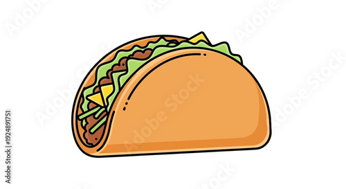 Delicious Taco Illustration - Mexican Food Icon