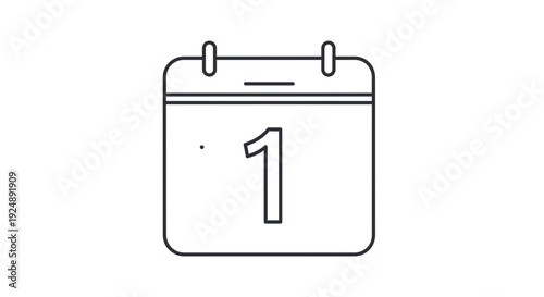 Calendar Icon with Number 1, First Day, Planning, Schedule, Date Concept