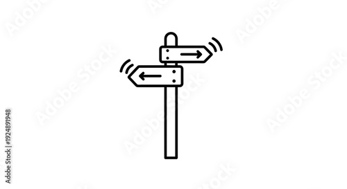 Directional Signpost with Arrows Pointing Left and Right, Indicating Choice and Decision