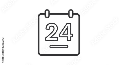 Calendar Icon with Number 24, Date Reminder, Planning, Schedule