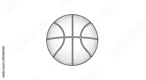 Black and White Line Art Basketball Illustration