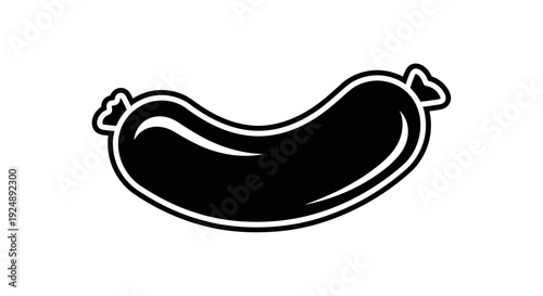 Black and White Sausage Icon, Minimalist Food Graphic