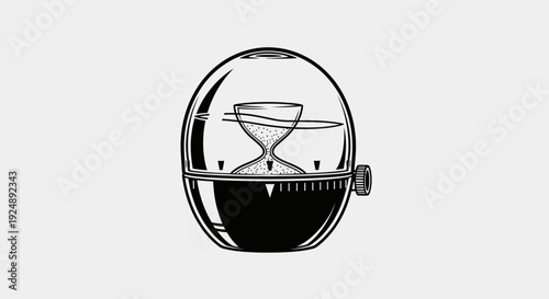 Vintage Hourglass Timer in Retro Kitchen Gadget, Time Management Concept