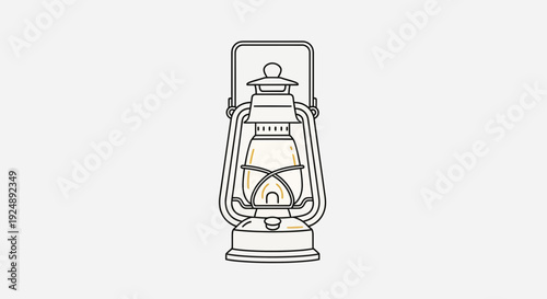Vintage kerosene lantern, oil lamp, retro lighting, antique, isolated on white background