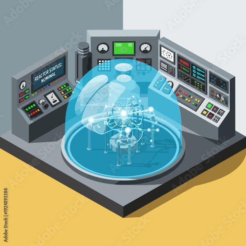 Futuristic control room with holographic globe display and advanced technology interface.