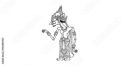 Traditional Indonesian Wayang Kulit Shadow Puppet Character, Javanese Culture