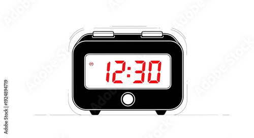Retro Alarm Clock Ringing with Digital Display 12:30