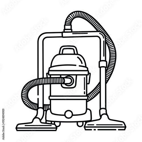 Industrial vacuum cleaner vector icon, professional wet and dry suction machine, heavy duty cleaning equipment for janitorial services