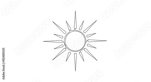 Minimalist Sun Icon, Celestial Body, Starburst Outline, Simple Solar Symbol