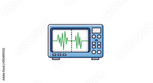Oscilloscope Displaying Green Waveform on White Background
