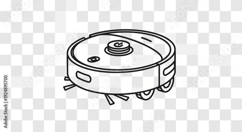 Robot Vacuum Cleaner Line Art Icon, Automatic Cleaning Device, Smart Home Technology